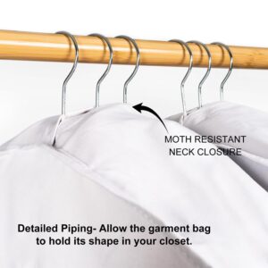 2PC Luxury 48'' Organic Cotton Garment Storage Bag for Hanging Clothes | 8 Cedar Blocks for Fresh Smell| Breathable Garment Bag for Hanging Clothes for Closet Best for Suit, Sweater, Short Dress, Gown