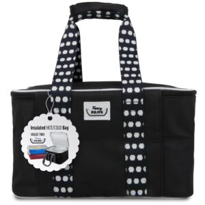 fancy panz insulated carrier, casserole carrier bag for hot or cold food, casserole tray insulated bag, holds 2, black