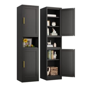 tall bathroom storage cabinet, 71" h slim corner floor cabinet with 2 doors and 3 adjustable shelves, small space narrow bathroom organizer for bathroom living room home office