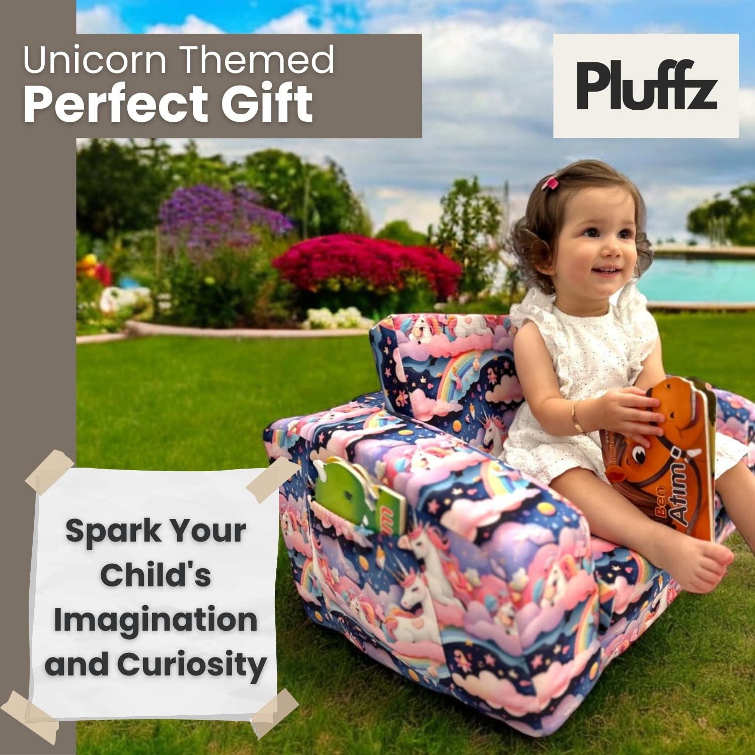 Pluffz Toddler Couch - Convertible Kids Sofa for Playroom - Premium Foldable Toddler Sofa Chair, Comfy Sofa for Kids, Toddler Lounge Chair Indoor