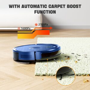 Robot Vacuum and Mop Combo, 2 in 1 Mopping Robotic Vacuum with Schedule, App/Bluetooth/Voice, Max Suction 3200Pa, Self-Charging Robot Vacuum Cleaner, Slim, Ideal for Pet Hair, Hard Floor, Carpet