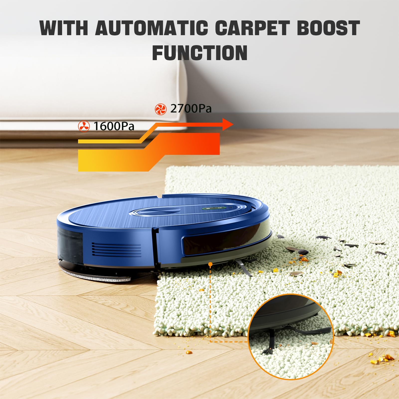 Robot Vacuum and Mop Combo, 2 in 1 Mopping Robotic Vacuum with Schedule, App/Bluetooth/Voice, Max Suction 3200Pa, Self-Charging Robot Vacuum Cleaner, Slim, Ideal for Pet Hair, Hard Floor, Carpet