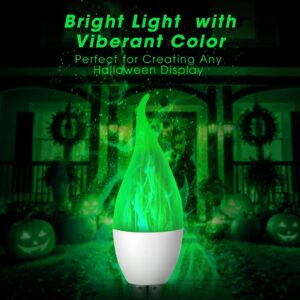 VIHOSE Halloween 6 Pack E12 LED Flickering Light Bulbs Candle Light Bulbs Chandelier Light Bulbs Fire Light Bulb LED Candle Bulbs for Christmas Xmas Party Porch Indoor Decoration(Green)