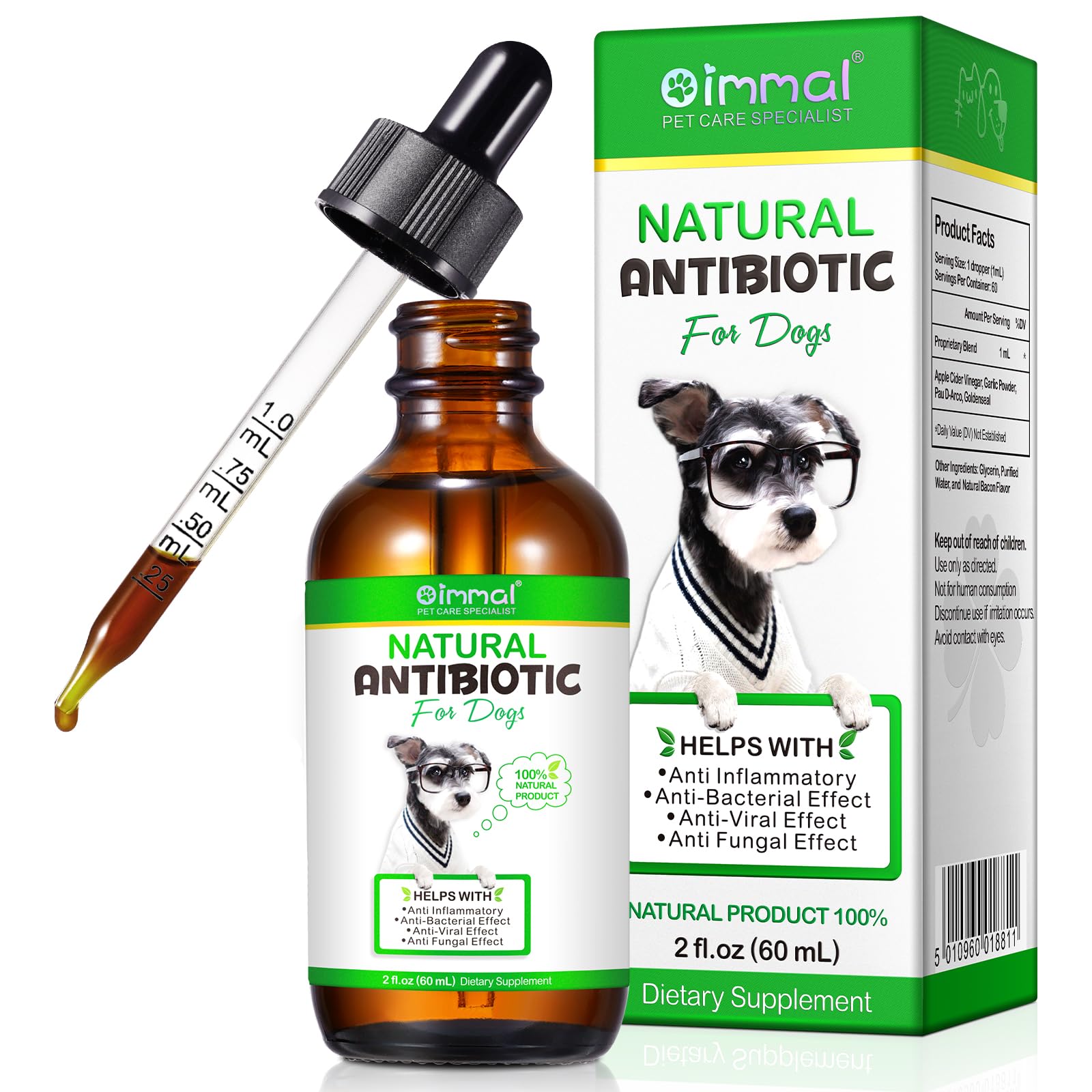 Generic Antibiotics for Dogs, Dog Antibiotics, Dog Supplies Antibiotics, Natural Dog Antibiotics Supports Dog Allergy and Itch Relief, Dog Multivitamin for Pets-60ml / 2 Fl Oz