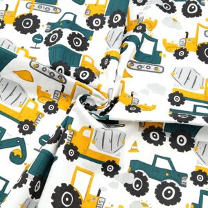 Excavator Fat Quarters Fabric Bundles, 8 PCS Construction Truck Tractor Fabric Bundles,20 x 20 Inches Cotton Polyester Quilting Fabric Material Scraps for Sewing Quilting Patchwork Artcraft DIY