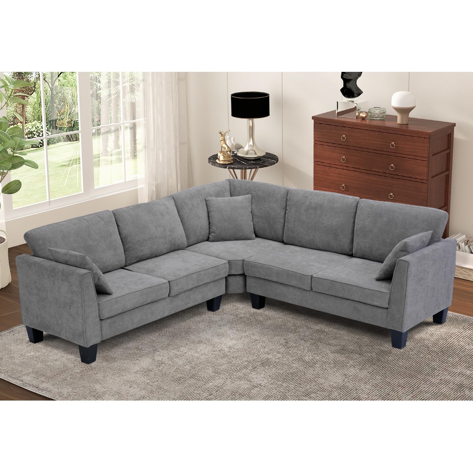 EBELLO Convertible Sectional Sofa L Shaped Couch for Living Room, Reversible Sectional Corner Sofa Small L Couches for Small Apartment, Grey