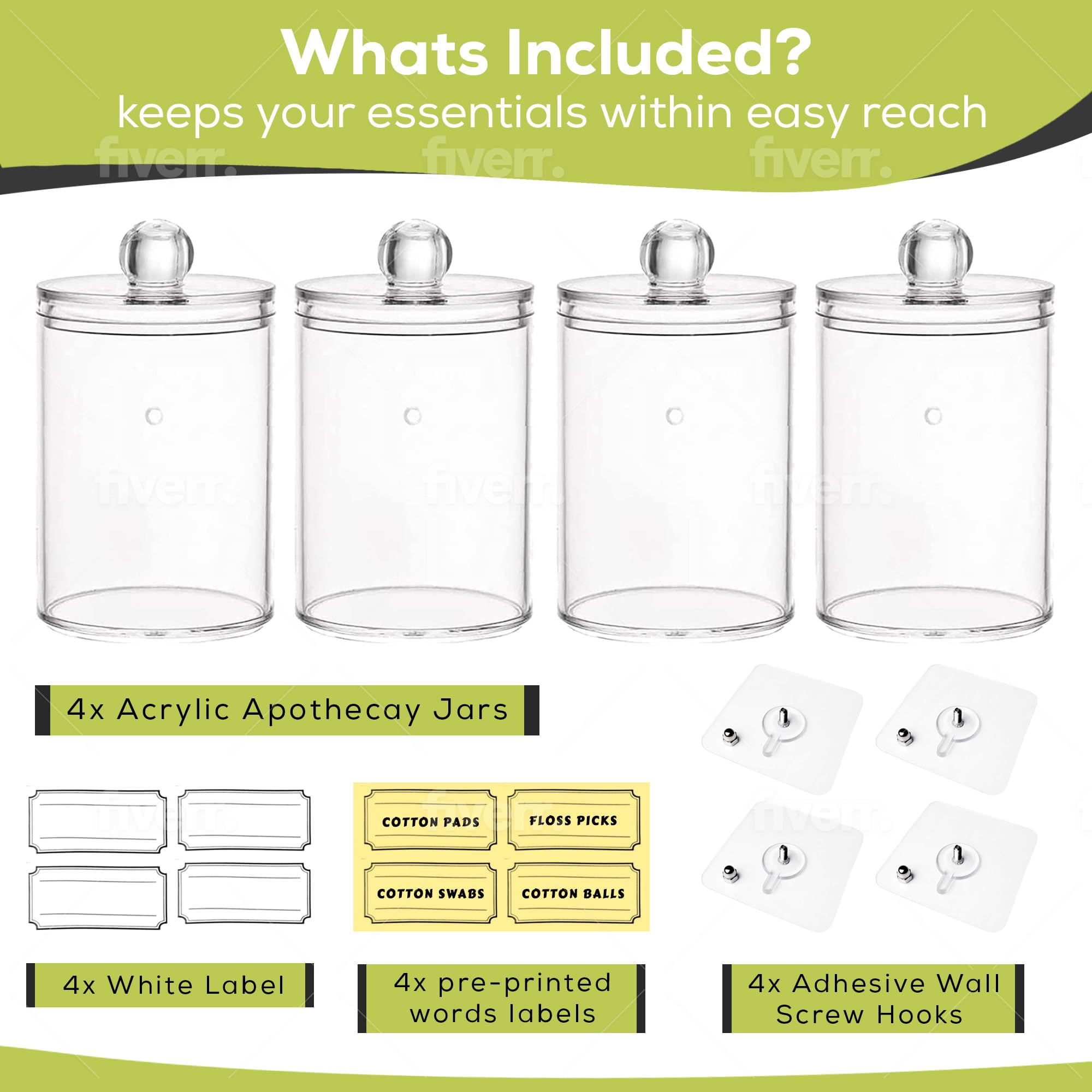 APIROS Acrylic Apothecary Jars for Wall Set of 4