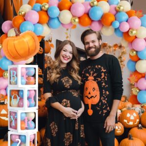 Fiesec Pumpkin Gender Reveal Decorations, Gender Reveal Party Decorations, Thanksgiving Fall Gender Reveal Decor, What Will Baby Be Backdrop Balloon Tablecloth Cake Cupcake Topper Sash Box 171 PCs