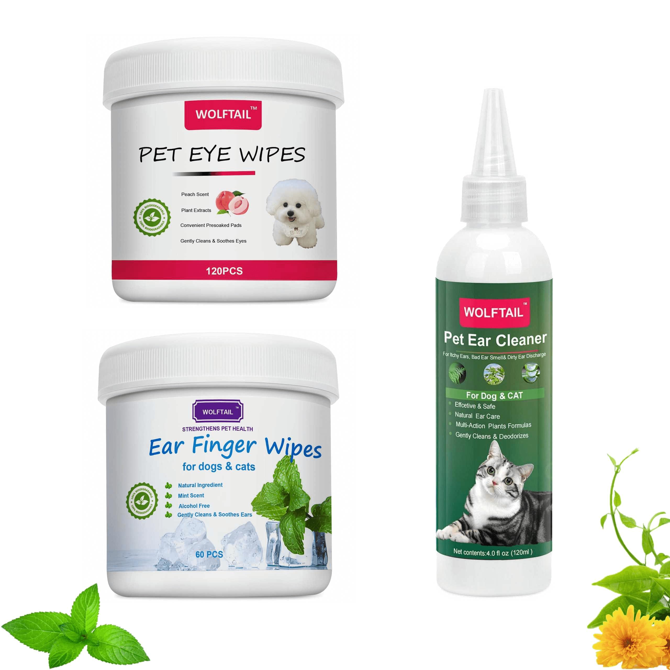 Wolftail Dog Eye Wipes & Dog Ear Wipes & Dog Ear Cleaner