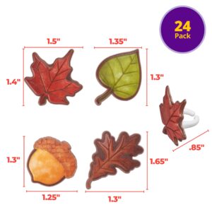 DecoPac Thankful For Fall Rings, Cupcake Decorations, Autumn Cupcake Toppers, Leaves & Acorns, Food Safe Cake Topper – 24 Pack