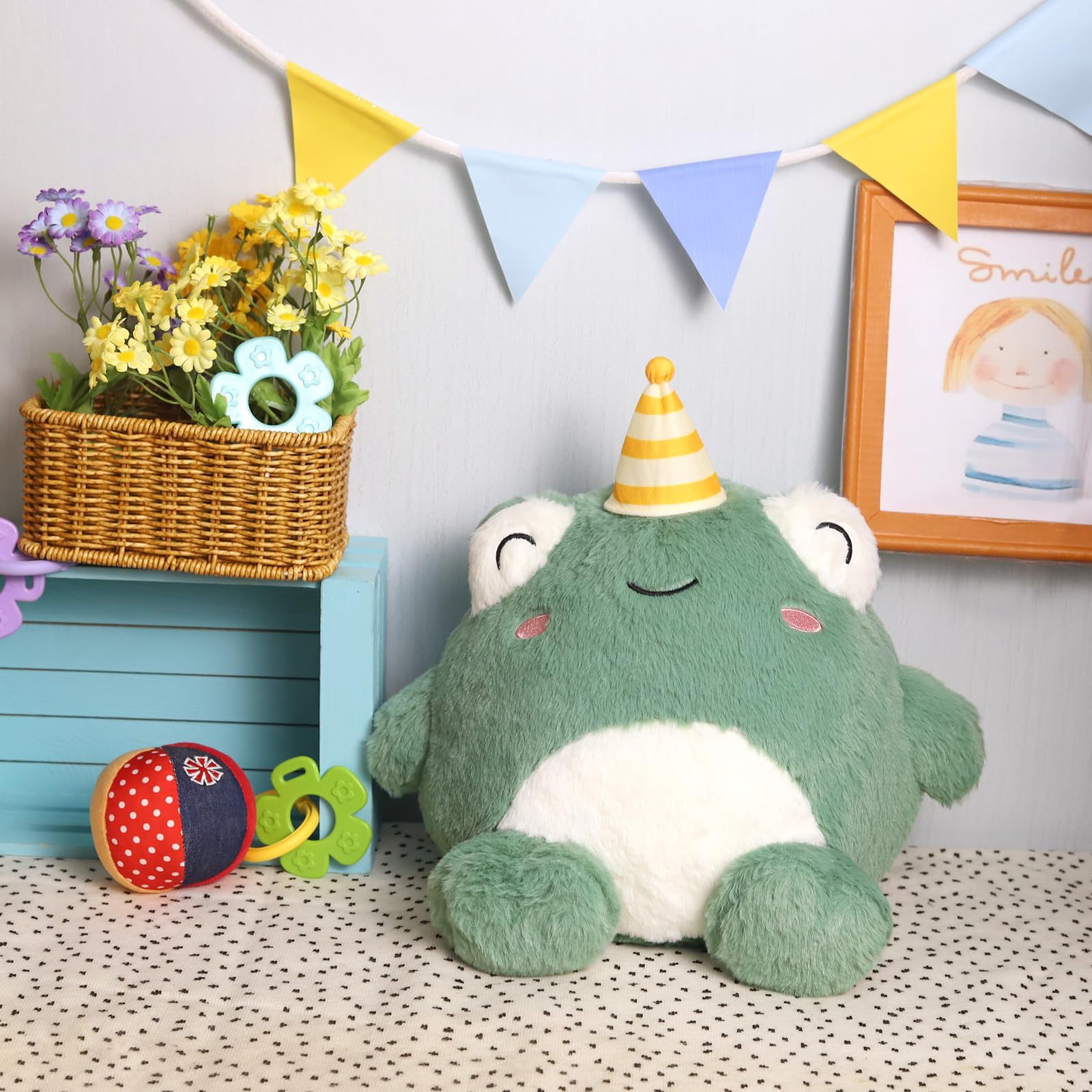 MR ViviCare Adorable Large 12 Inch Frog Squish Plush Pillow, Super Soft Original Cute Green Stuffed Animal Toy for Kids and Adults