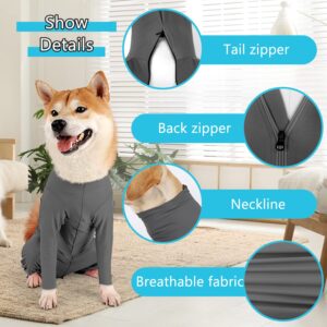 Due Felice Dog Surgery Suit Female Spay Recovery Suit for Dogs Neuter Onesie for Surgery Female Male Dog After Spayed Surgical Suit Grey/Medium