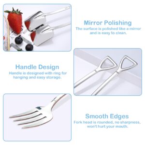 OT-NVWOZR 12PCS Dessert Spoons and Forks Set, Stainless Steel Shovel Shape Ice Cream Spoons, Mini Shovel Spoons for Coffee Yogurt Cake Fruit, Unique Silverware for Home Cocktail Appetizer Party