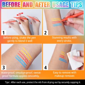 Drawdart 18 Colors Face Painting Markers, Water Resistance Sweatproof Halloween Face Body Paint Markers, Waterproof Tattoo Pen, Anti Smudge Face Paint Markers for Halloween Party Kids Adults