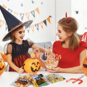 FamEaze Halloween Cellophane Bags, 100 PCS Halloween Cellophane Treat Bags Self Adhesive Clear Cookie and Candy Bags for Halloween Party Favors Supplies, 5 * 5 Inches (4 Style)