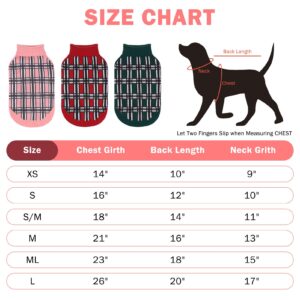 SCENEREAL Small Dog Pullover Sweater, Cold Weather Cable Knitwear, Classic Plaid Turtleneck Thick Warm Dog Clothes for Chihuahua, Bulldog, Dachshund, Pug, S Medium Dogs