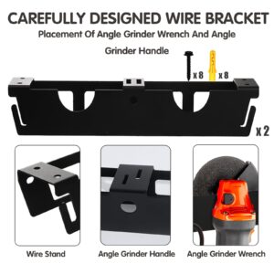 2 Pack Angle Grinder Holders,4 Bay Angle Grinder Stand/Rack with Cord Hanger,Grinders Power Tools Holder Storage Rack,Wall Mount Organizer Bracket for Grinders,Cutters, Polishers,Garage and Workspace