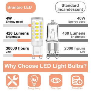 G9 LED Bulb 4W (40W Halogen Equivalent Bulbs) 8 Pack, No Flicker T4 G9 Bi Pin Base LED Llight Bulbs for Chandelier, 120V 420 Lumen, Non-dimmable Home Lighting (4000K Natural Daylight)