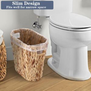 Sumnacon Wicker Trash Can Water Hyacinth Wicker Waste Basket with Handle Space-Saving Oval Bathroom Trash Can for Wastepaper,Magazine,Toy Multiple Garbage Can for Bedroom,Living Room,Kitchen,Office