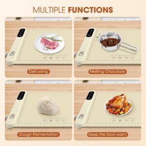 【Upgrade Graphene】 Warming Mat for Food - Food Warming Mat with 212°F Full Surface Heating,6 Temperature Settings And Timing Function, Roll Up Silicone Electric Warming Tray For Buffet(15.7"*14.5")