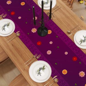 Linen Dia De Los Muertos Table Runner 72 Inches Long Day of The Dead Tablecloth Mexican Fiesta Themed Party Decorations and Supplies for Home Kitchen Dining Room Table