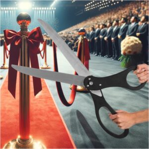 Grand Opening Ceremony Kit — 25" Giant Ribbon Cutting Scissors Black and Royal Blue Satin Ribbon for Grand Openings Inaugurations Ceremonies & Special Events