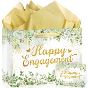 engagement party gift bags sage green happy engagement gift wrapping paper bag with tissue paper card eucalyptus christmas engagement party decorations gift bags sage green happy engagement supplies