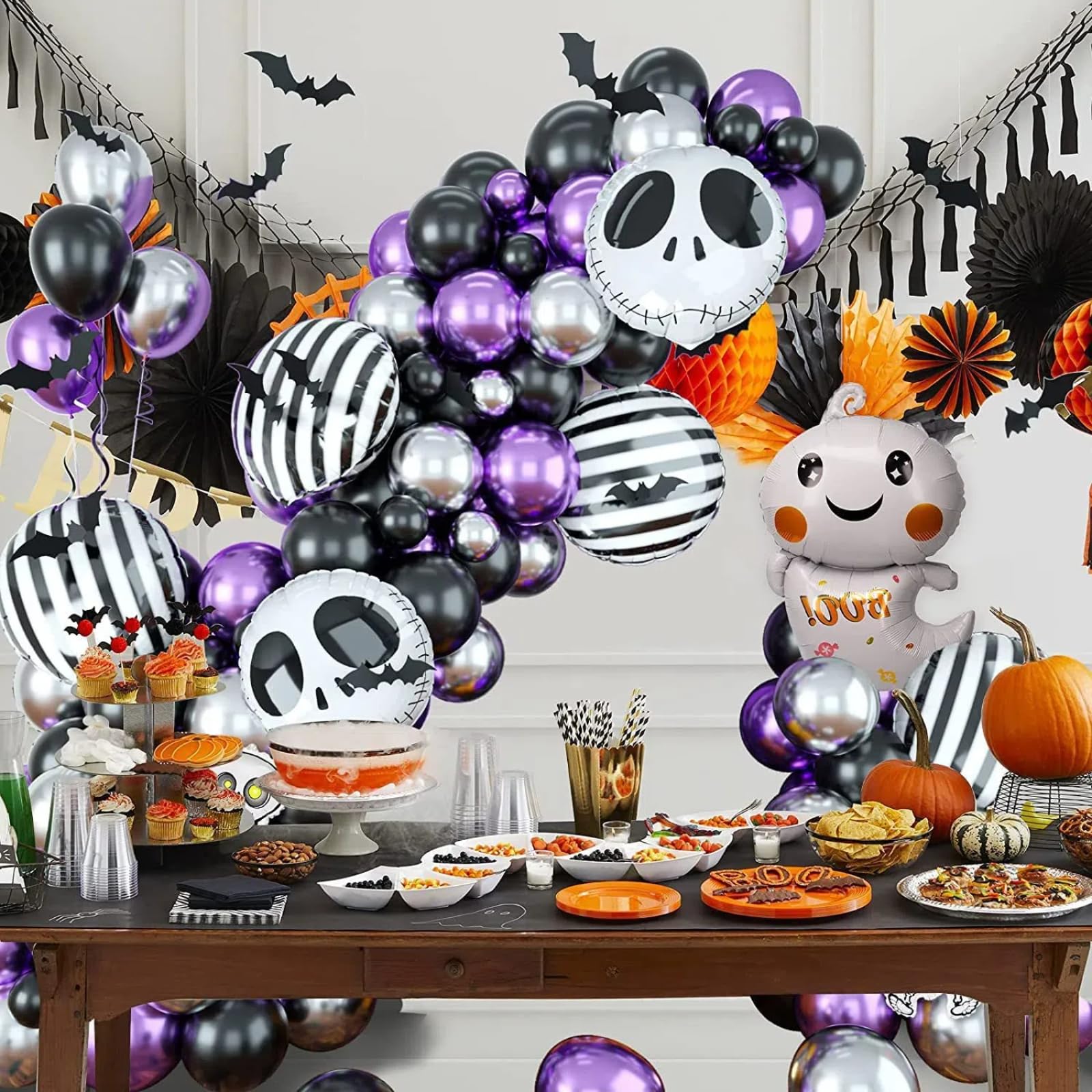 Nightmare Before Christmas Balloons,Halloween Balloon Garland Arch Kit, Halloween Party Decorations, Halloween Ghost Balloons, Halloween Party Photo Backdrop Birthday Baby Shower Decorations