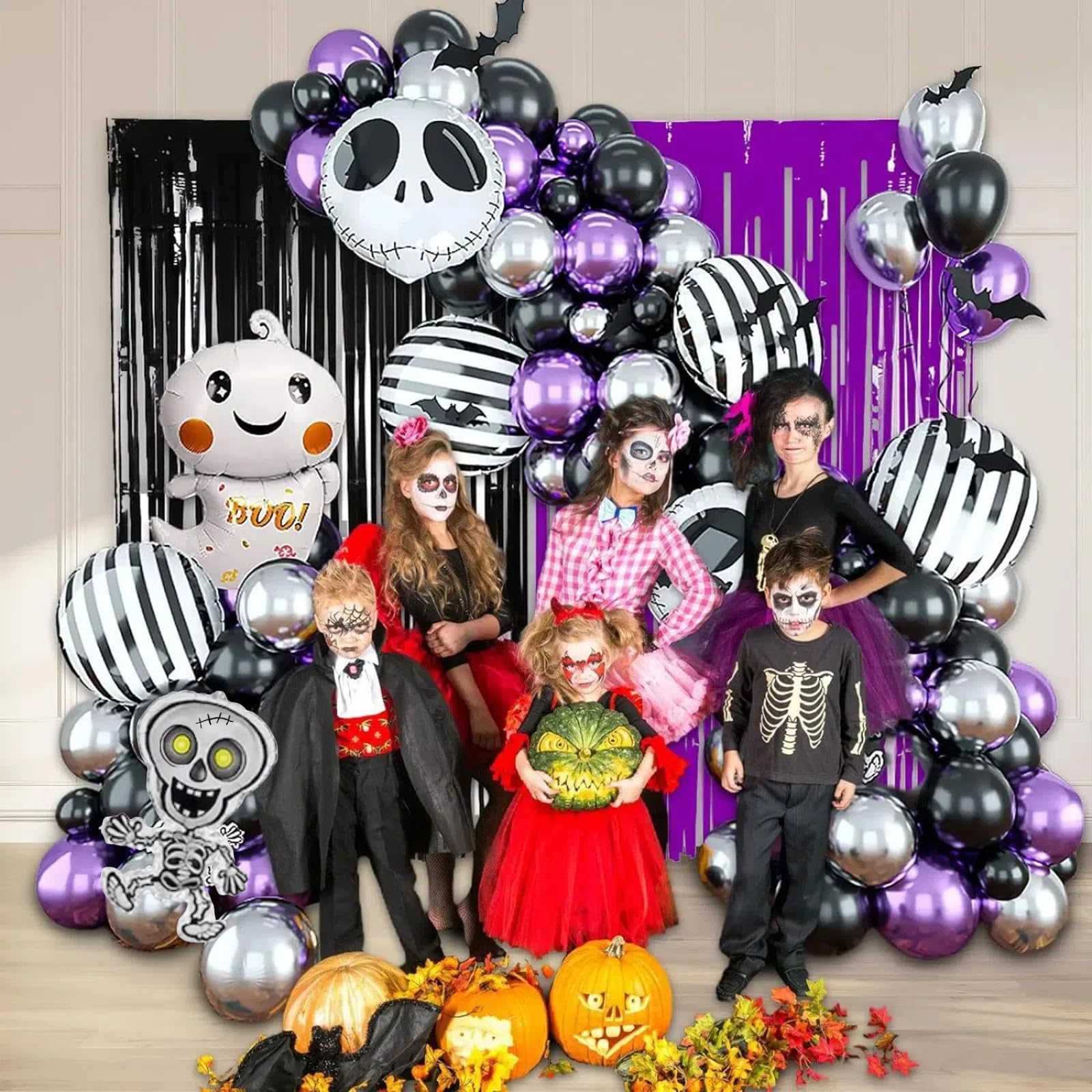 Nightmare Before Christmas Balloons,Halloween Balloon Garland Arch Kit, Halloween Party Decorations, Halloween Ghost Balloons, Halloween Party Photo Backdrop Birthday Baby Shower Decorations