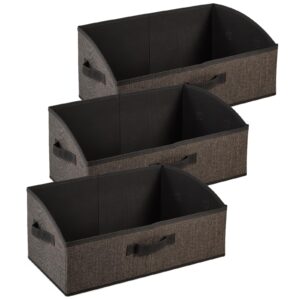 dayard fabric bins [3-pack], trapezoid storage bins with handles, foldable baskets storage boxes for shelves, closet, bookshelf, organizer containers, 20 x 11 x 8 inch coffee