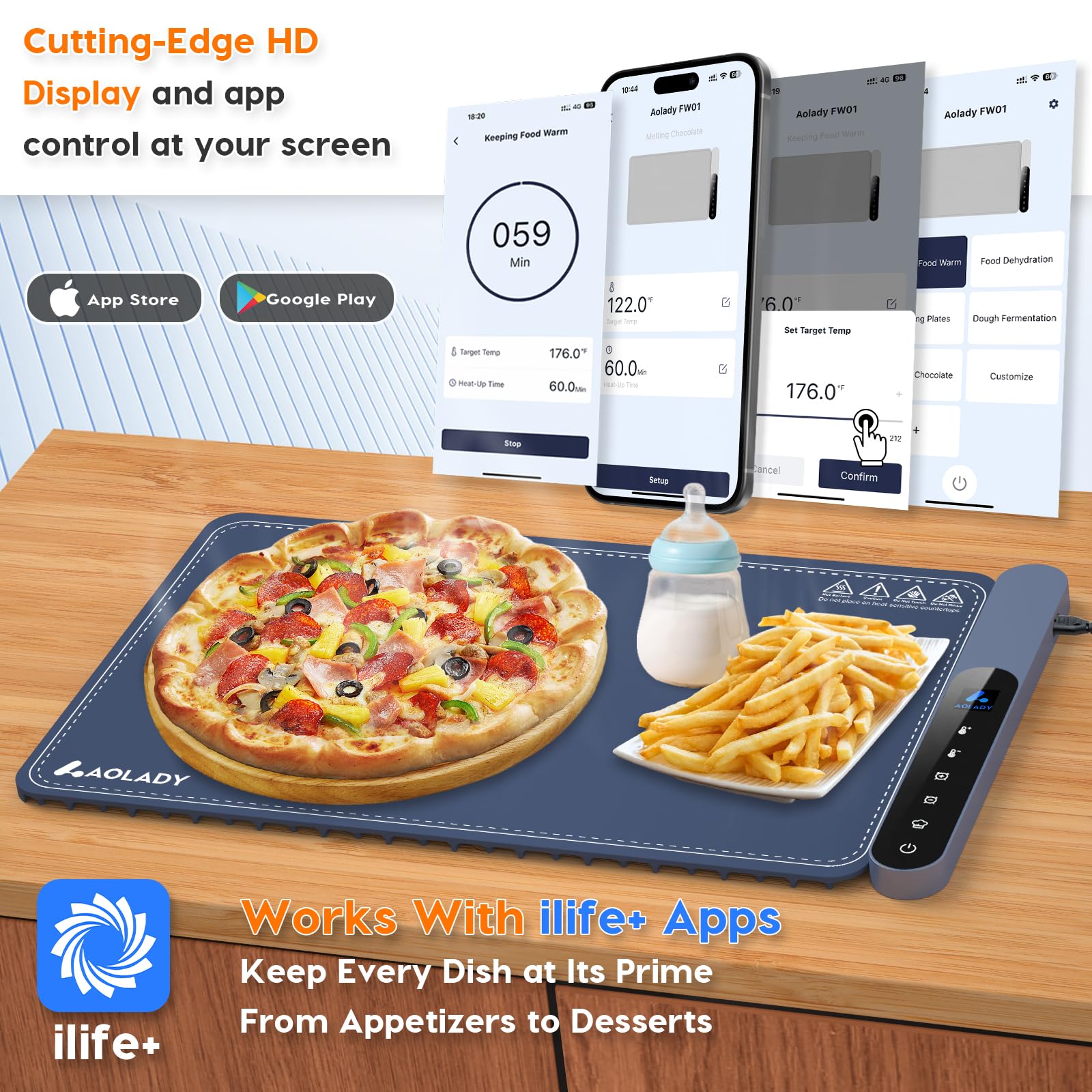 Kitchen Warming Mat for Food: Smart Limitless Temperature Silicone Heating Mat for Food - Portable Warming Tray Party Essentials - Roll Up Heating Trays Food Warmers for Parties Buffet