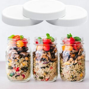 Hufopik 3 Pcs | 110/400 Plastic Replacement Lids | 110mm Caps w/Leak Proof Liner | For Large Glass or Plastic Wide Mouth Jar， Food-Grade Storage Caps for Canning Jars