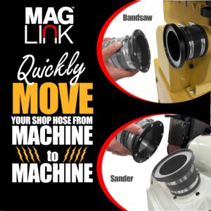 4" MagLink Magnetic Dust Collection Starter Kit | Mag Dust Collection Fittings for Dust Collectors & PVC Dust Hose | Fast Connect Dust Hose to Machinery Port | Quick Connect 4 Inch Hose Fittings