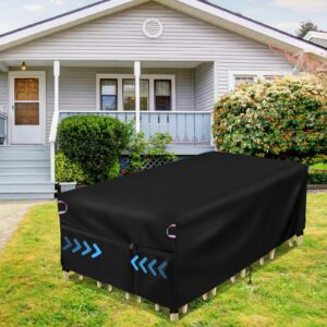 Iptienda Patio Furniture Cover, 99inch Outdoor Furniture Sets Cover Waterproof for Outdoor Couch and Sofa Sectional and Table Rectangular, Black- 99"L x 78"W x 32"H