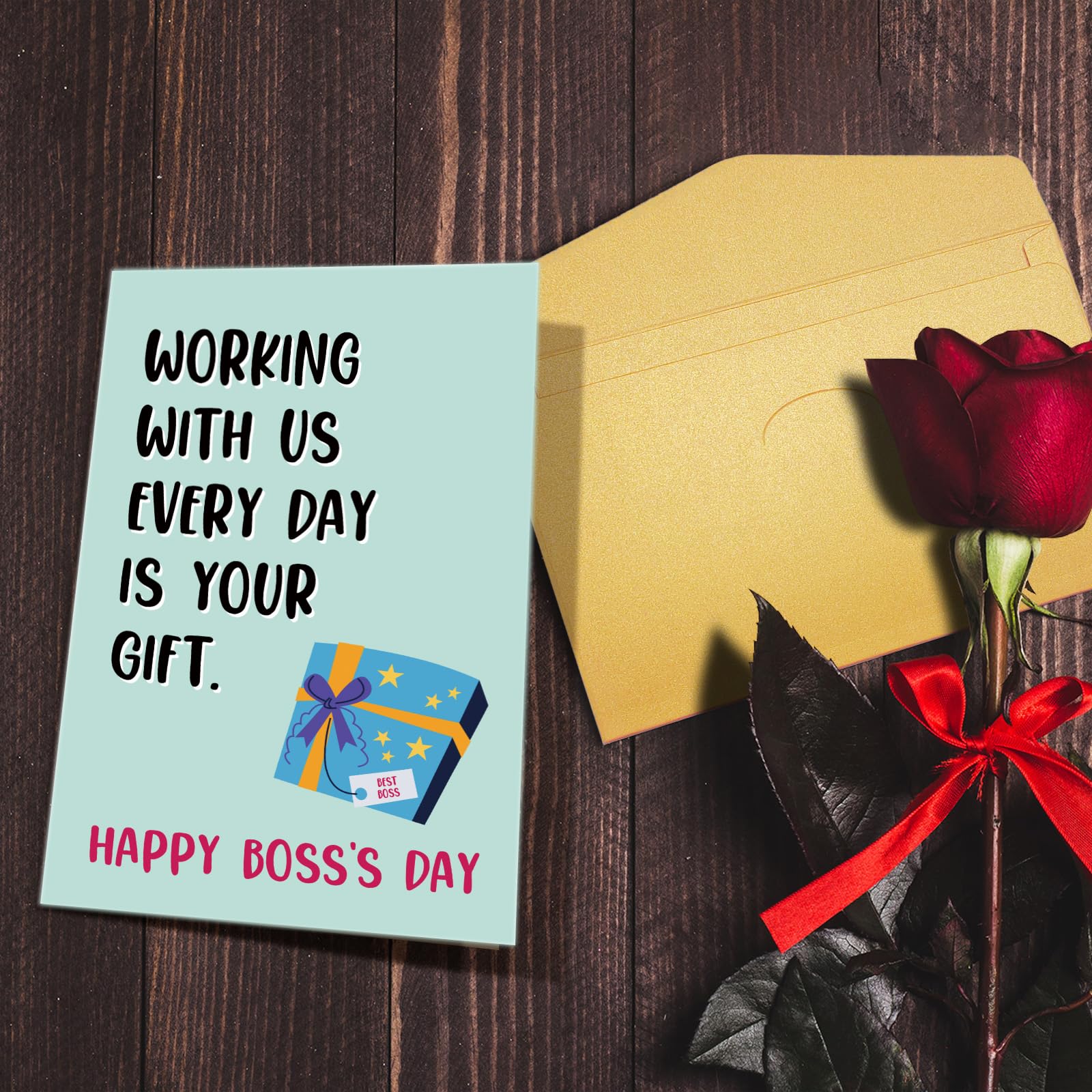 Nchigedy Happy Boss's Day Card for Him Her, Funny Boss Day Card for Men Women, Humor Bosses Day Card for Boss Colleague, Working With Us Every Day Is Your Gift