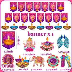 Diwali Decorations for Home, Happy Diwali Decorations includes Happy Diwali Banner and Diwali Hanging Decorations Swirls, Diwali Decorations Hanging Swirls for India Light Festival Diwali Celebration