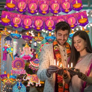 Diwali Decorations for Home, Happy Diwali Decorations includes Happy Diwali Banner and Diwali Hanging Decorations Swirls, Diwali Decorations Hanging Swirls for India Light Festival Diwali Celebration