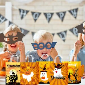 Hitkmi 18 Pcs Halloween Bags,Treat Bags, Halloween Paper Gift Bags, Trick or Treat Bags, Goodie Bags with Handles for Halloween Candy, Gift, Baked Goods, Party Supplies (Orange, 18 Pcs)