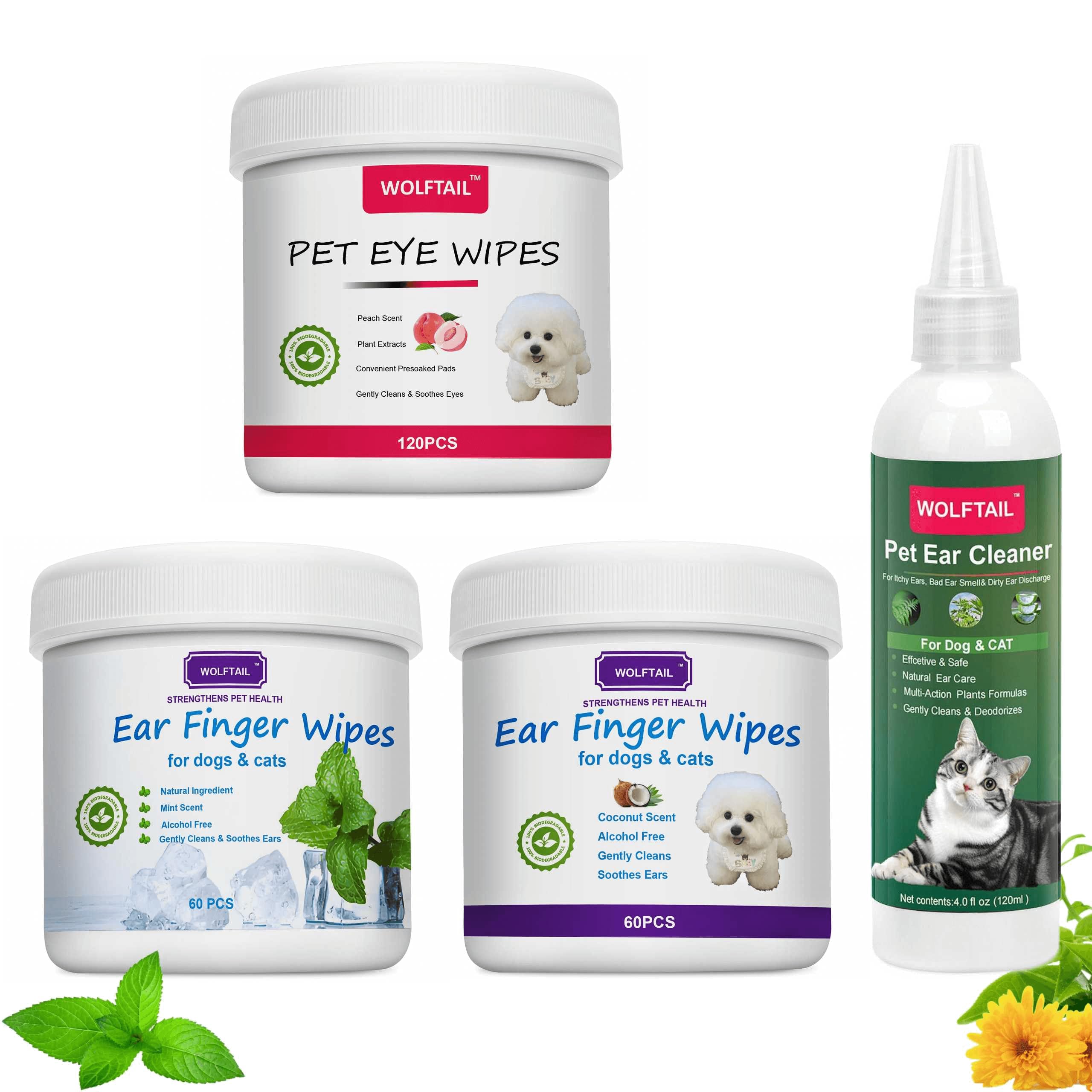 Wolftail Dog Eye Wipes & Dog Ear Wipes & Dog Ear Cleaner