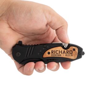 Set of 10, Personalized Pocket Knife For Groomsen, 20 Fonts, Customized Folding Black Pocket Knife with Text - Personalized Gifts for Groomsmen - Groomsmen Propsal Gifts for Best Man & Groomsmen