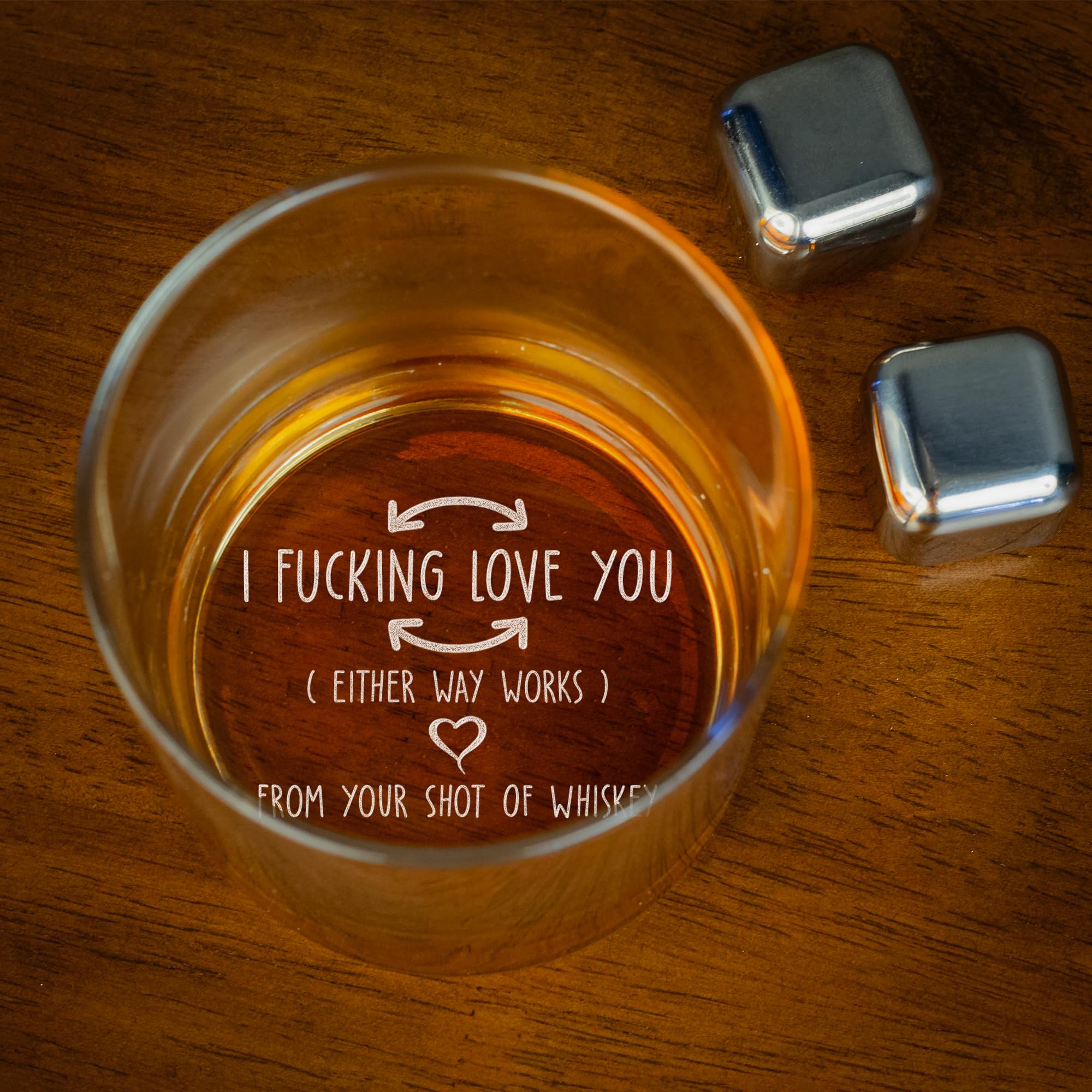 Lucy Engraving I F-king Love You Whiskey Glass Gifts for Husband - Engraved Birthday Gifts for Him on Rock Glass - Christmas Gifts for Boyfriend - 11 oz - Made in the USA