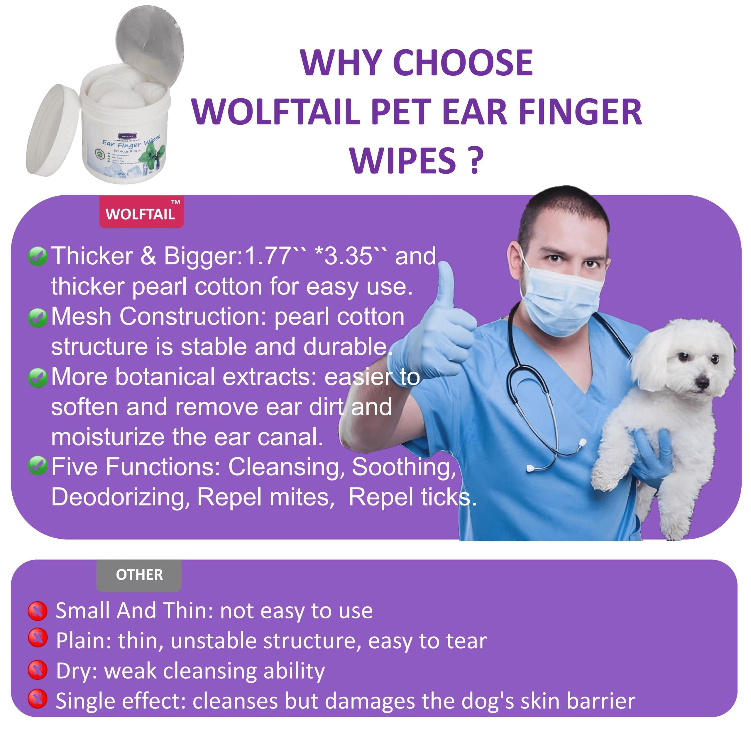 Wolftail Dog Eye Wipes & Dog Ear Wipes & Dog Ear Cleaner