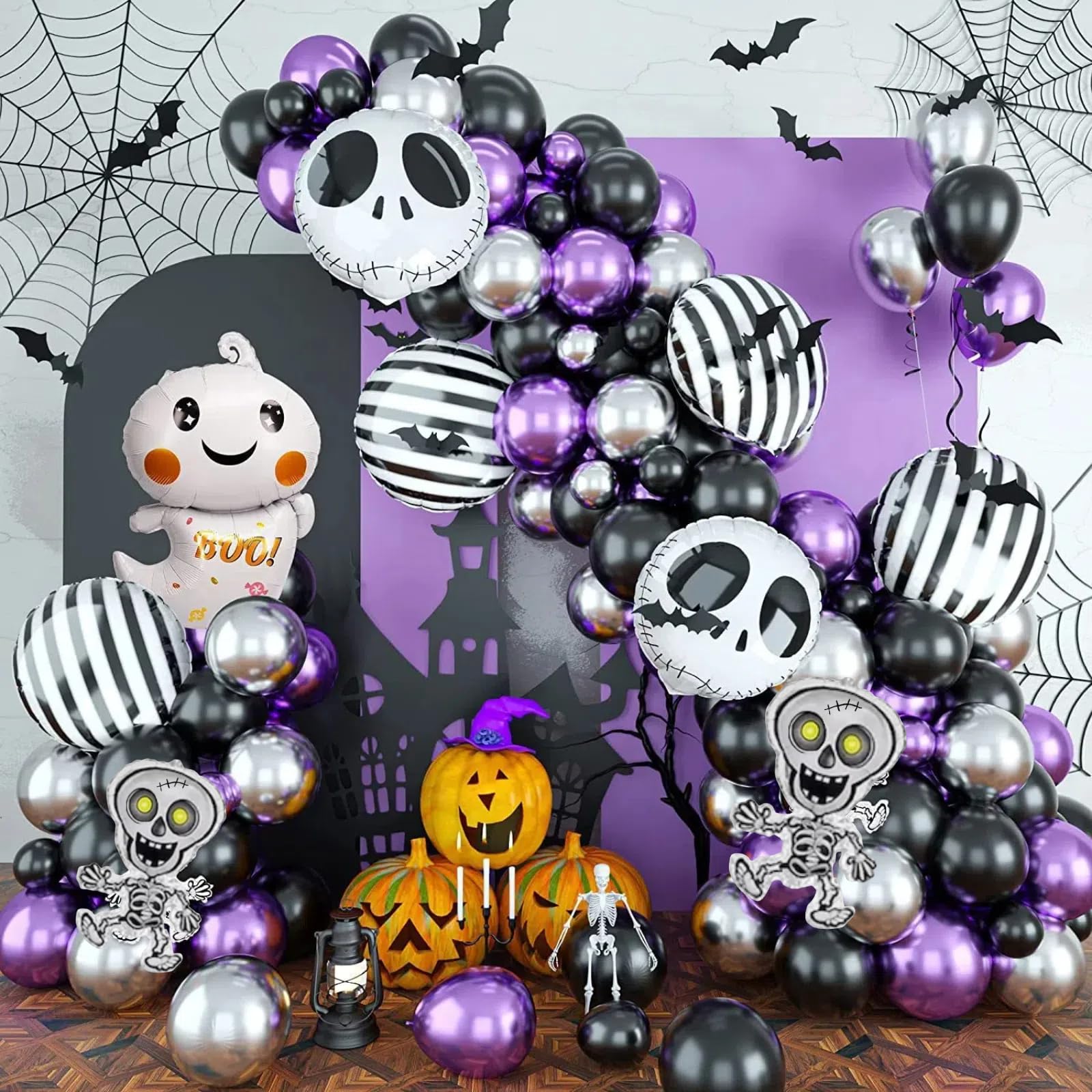 Nightmare Before Christmas Balloons,Halloween Balloon Garland Arch Kit, Halloween Party Decorations, Halloween Ghost Balloons, Halloween Party Photo Backdrop Birthday Baby Shower Decorations