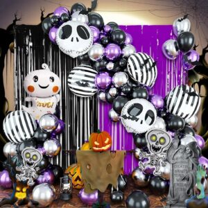 Nightmare Before Christmas Balloons,Halloween Balloon Garland Arch Kit, Halloween Party Decorations, Halloween Ghost Balloons, Halloween Party Photo Backdrop Birthday Baby Shower Decorations