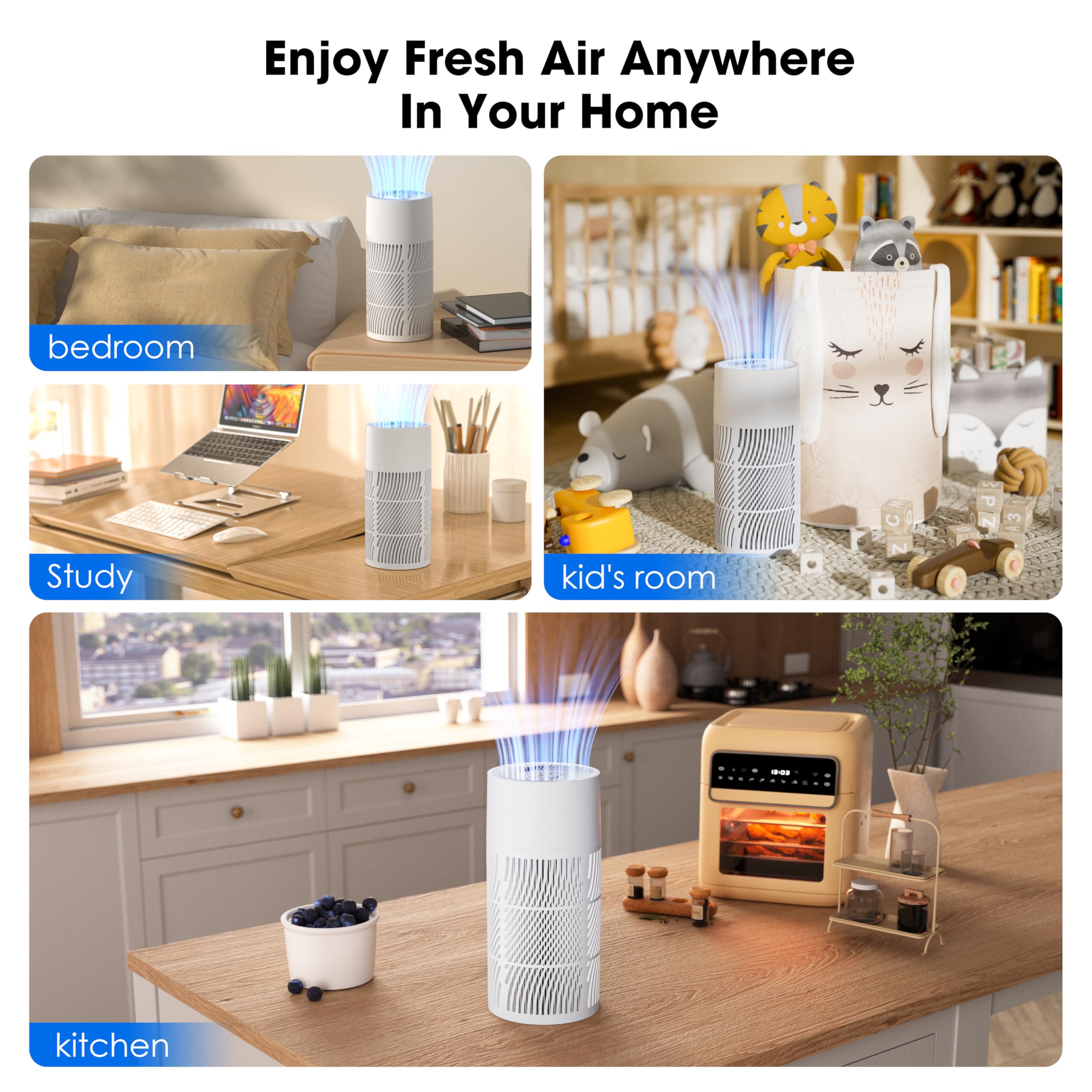 Nuwave H13 HEPA Air Purifier for Bedrooms & Large Rooms up to 857 Sq Ft, 2025 New & Improved RPM, Removes 99.97% of Allergens, Smoke, Pollen, Pet Dander to 0.3 Microns, Portable, Ozone-Free