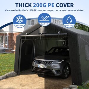 VONZOY 12'×20' Heavy Duty Carport,Car Canopy Portable Garage with Roll-up Zipper Door,Thick Shelter Storage Canopy Tent with All-Steel Metal Frame,Sunshade Waterproof for Motorcycle Car, Truck,SUV