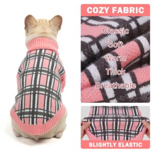 SCENEREAL Small Dog Pullover Sweater, Cold Weather Cable Knitwear, Classic Plaid Turtleneck Thick Warm Dog Clothes for Chihuahua, Bulldog, Dachshund, Pug, S Medium Dogs