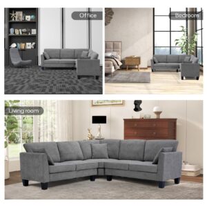 EBELLO Convertible Sectional Sofa L Shaped Couch for Living Room, Reversible Sectional Corner Sofa Small L Couches for Small Apartment, Grey