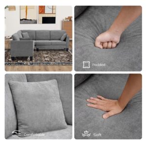 EBELLO Convertible Sectional Sofa L Shaped Couch for Living Room, Reversible Sectional Corner Sofa Small L Couches for Small Apartment, Grey