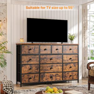 EnHomee Dresser for Bedroom with 13 Drawers Dresser Bedroom Long Dressers & Chest of Drawers Large Storage Fabric Dresser for Bedroom Living Room Entry, Sturdy Metal Frame,47.2" Wx 33" H x 11.8" D